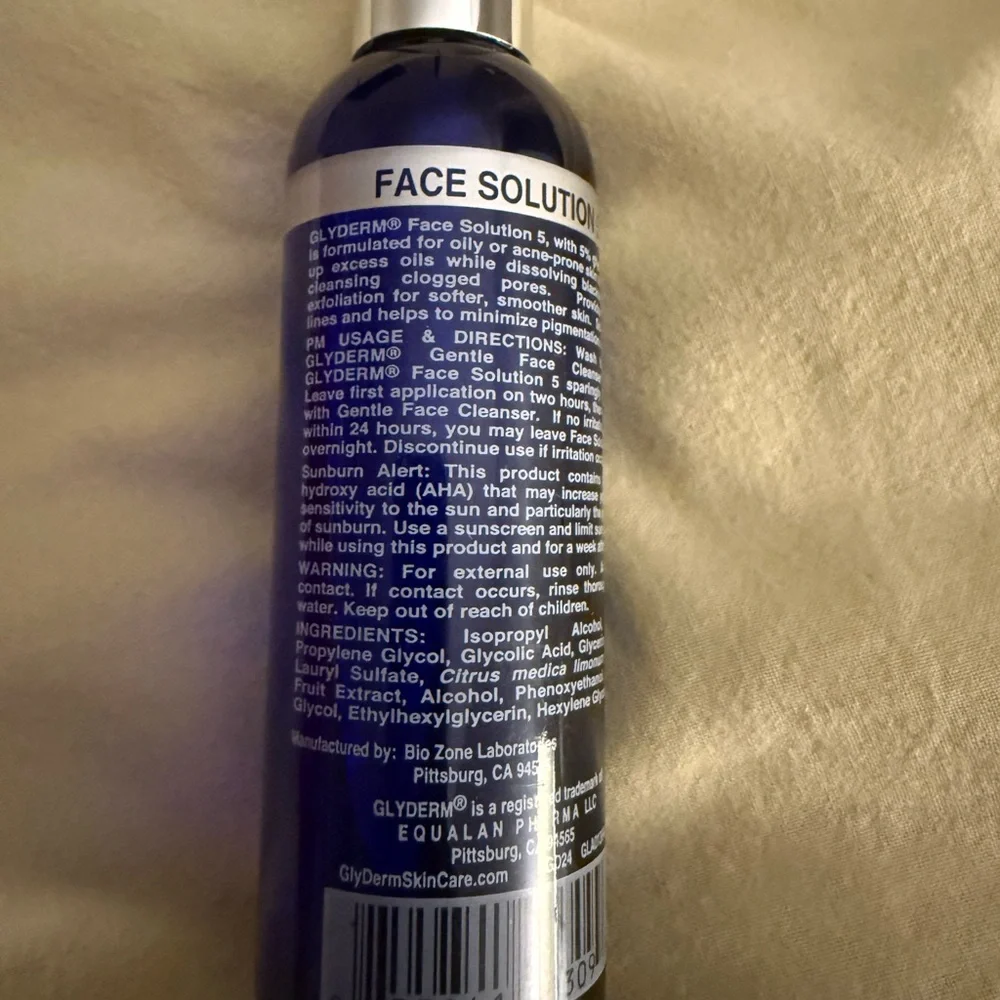 GlyDerm Face Solution 5 4oz Glycolic Acid